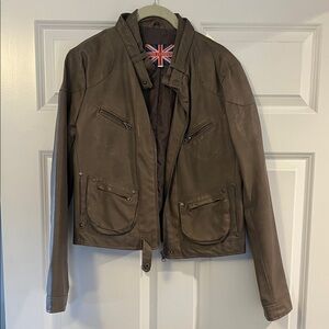 Miss London Dark Brown Bomber Jacket